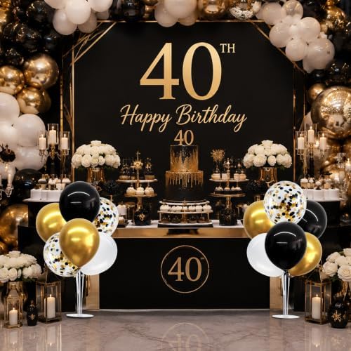 4 Set Black White Gold Balloon Stand Balloon Centerpieces for Table in 12 inches in Black White Gold, alternate view 2