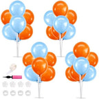 4 Set Blue and Orange Balloon Stand Balloon Centerpieces for Table in 4 Count (Pack of 1) in Metallic Blue