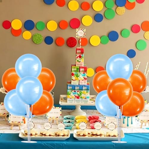 4 Set Blue and Orange Balloon Stand Balloon Centerpieces for Table in 4 Count (Pack of 1) in Metallic Blue, alternate view 6