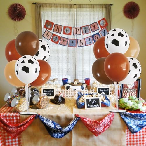 4 Set Brown Nude Cow Balloon Stand Balloon Centerpiece for Table in 12 inches in Metallic Blue Silver, alternate view 2