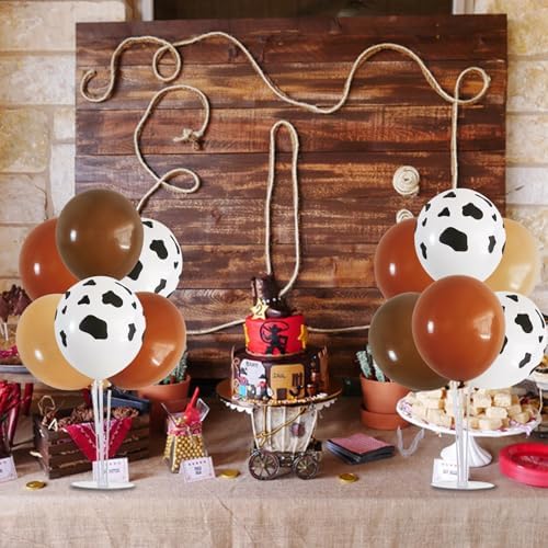 4 Set Brown Nude Cow Balloon Stand Balloon Centerpiece for Table in 12 inches in Metallic Blue Silver, alternate view 5