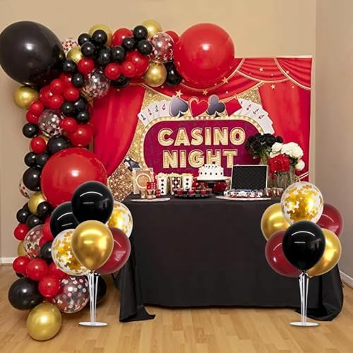4 Set Burgundy Red Black Gold Balloon Stand Centerpiece for Table in 4 Count (Pack of 1) in Metallic Blue Silver, alternate