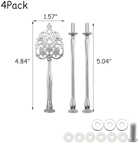 4 Set Cake Stand Hardware Kit Leaf Shape 3 Tiered Tray Hardware in colorful, alternate view 2