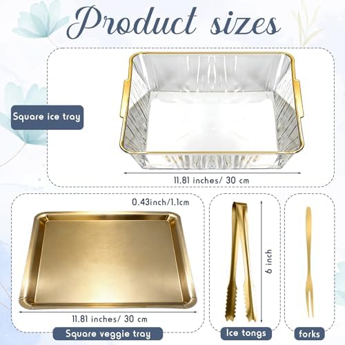 4 Set Chilled Serving Tray for Christmas Parties, 11.81", Gold in Gold, alternate view 3