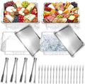 4 Set Chilled Serving Tray for Christmas Parties, 11.81", Silver in Silver