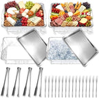 4 Set Chilled Serving Tray for Christmas Parties, 11.81", Silver in Silver