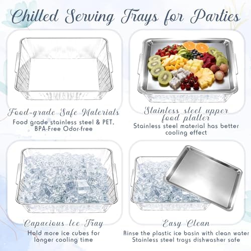 4 Set Chilled Serving Tray for Christmas Parties, 11.81", Silver in Silver, alternate view 4