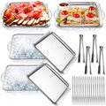 4 Set Chilled Serving Tray for Christmas Parties, 9", Silver in Silver