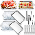 4 Set Chilled Serving Tray for Christmas Parties, 9", Silver in Silver
