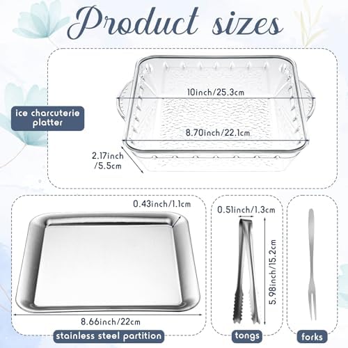 4 Set Chilled Serving Tray for Christmas Parties, 9", Silver in Silver, alternate view 2