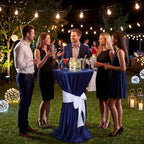 4 Set Cocktail Table Covers 108 Inch Satin, Navy Blue, White in White, alternate view 5
