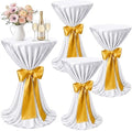 4 Set Cocktail Table Covers 108 Inch Satin, White, Gold in Gold