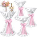 4 Set Cocktail Table Covers 108 Inch Satin, White, Light Pink in Light Pink