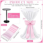 4 Set Cocktail Table Covers 108 Inch Satin, White, Light Pink in Light Pink, alternate view 3