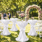 4 Set Cocktail Table Covers 108 Inch Satin, White in White, alternate view 2