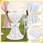 4 Set Cocktail Table Covers 108 Inch Satin, White in White, alternate view 4