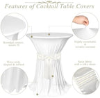 4 Set Cocktail Table Covers with Satin Sash, 32 x 43 Inch Round Cocktail Table Skirt, Spandex Stretch High Top, alternate