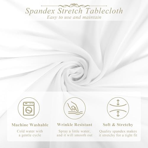 4 Set Cocktail Table Covers with Satin Sash, 32 x 43 Inch Round Cocktail Table Skirt, Spandex Stretch High Top, alternate