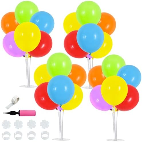 4 Set Colourful Balloon Stand Balloon Centerpieces for Table Decor in 4 Count (Pack of 1) in Metallic Blue