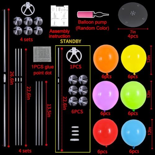 4 Set Colourful Balloon Stand Balloon Centerpieces for Table Decor in 4 Count (Pack of 1) in Metallic Blue, alternate view 3