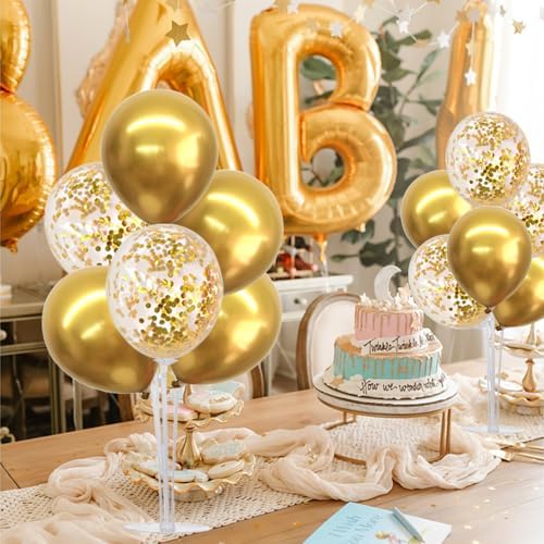 4 Set Gold Balloon Stand Balloon Centerpieces for Table Decoration in 4 Count (Pack of 1) in Black White Gold, alternate view