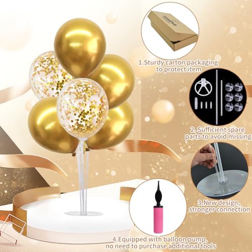 4 Set Gold Balloon Stand Balloon Centerpieces for Table Decoration in 4 Count (Pack of 1) in Black White Gold, alternate view