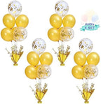 4 Set Gold Table Centerpiece Balloons Stand Kit with Gold and Confetti Balloons for Birthday Party Baby Shower