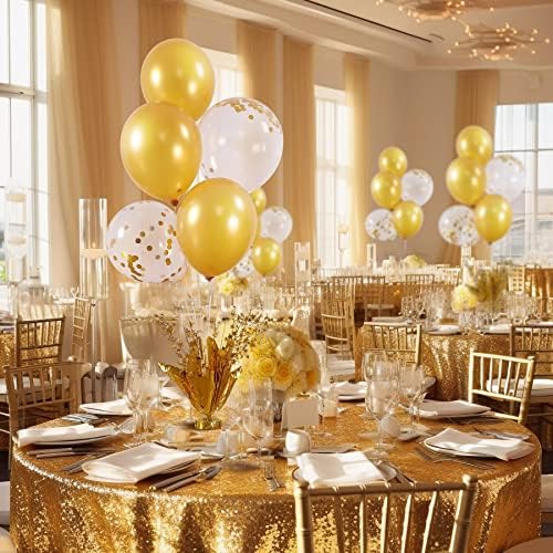 4 Set Gold Table Centerpiece Balloons Stand Kit with Gold and Confetti Balloons for Birthday Party Baby Shower, alternate