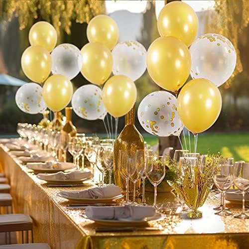 4 Set Gold Table Centerpiece Balloons Stand Kit with Gold and Confetti Balloons for Birthday Party Baby Shower, alternate