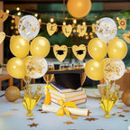 4 Set Gold Table Centerpiece Balloons Stand Kit with Gold and Confetti Balloons for Birthday Party Baby Shower, alternate