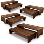 4 Set Large Wooden Display Riser Wood Risers Cupcake Display Stand 2Tiered 8Pcs Rectangular Perfume Dessert