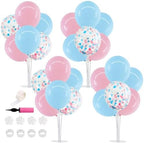 4 Set Light Pink Blue Balloon Stand Balloon Centerpieces for Table in 4 Count (Pack of 1) in Metallic Blue