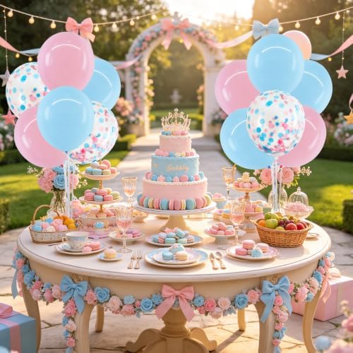 4 Set Light Pink Blue Balloon Stand Balloon Centerpieces for Table in 4 Count (Pack of 1) in Metallic Blue, alternate view 5