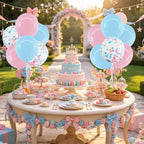 4 Set Light Pink Blue Balloon Stand Balloon Centerpieces for Table in 4 Count (Pack of 1) in Metallic Blue, alternate view 5