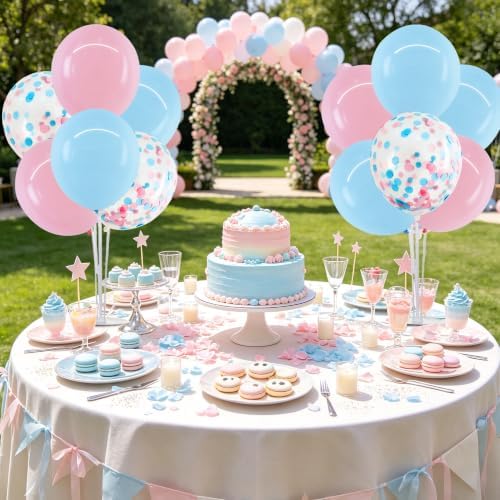 4 Set Light Pink Blue Balloon Stand Balloon Centerpieces for Table in 4 Count (Pack of 1) in Metallic Blue, alternate view 6