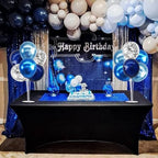 4 Set Metallic Blue Silver Balloon Stand Balloon Centerpiece Table in 12 inches in Metallic Blue Silver, alternate view 2