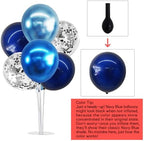 4 Set Metallic Blue Silver Balloon Stand Balloon Centerpiece Table in 12 inches in Metallic Blue Silver, alternate view 3