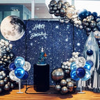 4 Set Metallic Blue Silver Balloon Stand Balloon Centerpiece Table in 12 inches in Metallic Blue Silver, alternate view 6