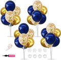 4 Set Navy Blue Gold Balloons Stand Balloon Centerpieces for Table in 4 Count (Pack of 1) in Black White Gold