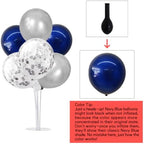 4 Set Navy Blue Silver Grey Balloon Stand Centerpieces for Table in 12 inches in Navy Blue Silver Grey, alternate view 4