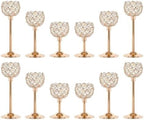 4 Set of 12 Gold Crystal Ball Candle Holders: Gold Antique Decor in Golden