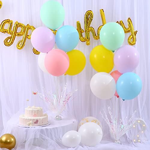 4 Set Pastel Birthday Decorations Rainbow Party Table Balloons Centerpiece Stand Kit with Pastel Multicolor, alternate view 3