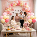 4 Set Pink Yellow White Balloon Stand Centerpiece Table Decorations in Yellow Pink, alternate view 6
