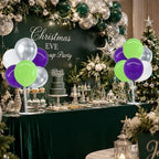 4 Set Purple Green White Balloon Stand Centerpieces for Table in Metallic Blue Silver, alternate view 5