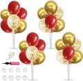 4 Set Red Gold Balloon Stand Balloon Centerpieces for Table Decor in 4 in Metallic Blue Silver