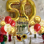 4 Set Red Gold Balloon Stand Balloon Centerpieces for Table Decor in 4 in Metallic Blue Silver, alternate view 2