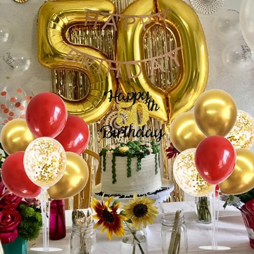 4 Set Red Gold Balloon Stand Balloon Centerpieces for Table Decor in 4 in Metallic Blue Silver, alternate view 2