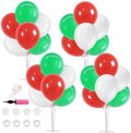 4 Set Red Green White Balloon Stand Centerpieces for Table in Metallic Blue Silver