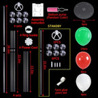 4 Set Red Green White Balloon Stand Centerpieces for Table in Metallic Blue Silver, alternate view 3