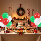 4 Set Red Green White Balloon Stand Centerpieces for Table in Metallic Blue Silver, alternate view 6